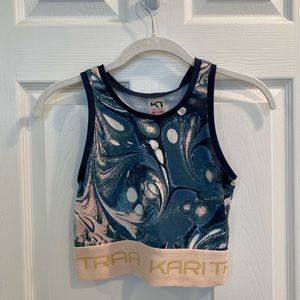 kari traa blue marble longline sports bra top